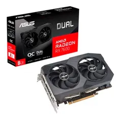 (R$1349 CONTA NOVA) Placa de Vídeo RX7600 OC ASUS AMD Dual Radeon, 8GB GDDR6 - 90YV0IH2-M0NA00