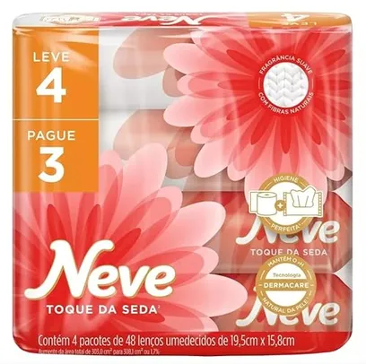 (REC) Neve Pack Lenços Umedecidos Toque de Seda, 48 Lenços, Leve 4 Pague 3