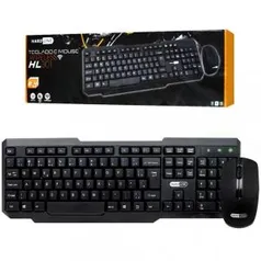 Teclado e Mouse S/ Fio Wireless 1.600dpi 2.4ghz Alcance de 10m Hardline - Hl 301 - R$58