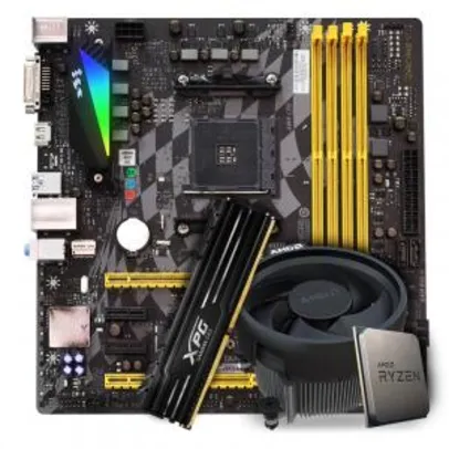 Kit Upgrade Placa Mãe BIOSTAR B350GTX DDR4 + Processador AMD Ryzen 5 3600 3.6GHz + Memória DDR4 8GB 2666MHZ