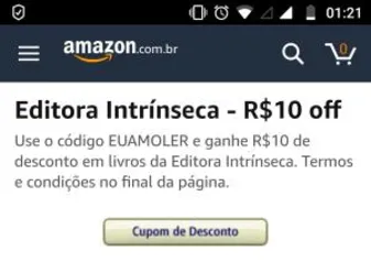 Exclusivo do App "Amazon Shopping" - Cupom de R$10 nos livros da Editora Intrínseca