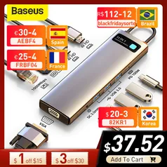 Baseus USB C HUB to HDMI compatível VGA USB 3.0 Adapter 9/11 in 1 USB Type C HUB Dock for MacBook Pro Air 