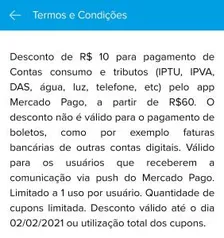 [SELECIONADOS] 10,00 OFF em contas acima de 60,00 Mercado Pago