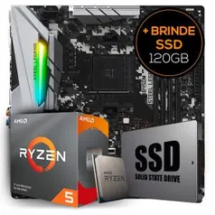 Kit Upgrade Placa Mãe ASRock B450M Steel Legend AMD AM4 + Processador AMD Ryzen 5 3600XT 4.5GHz + Grátis SSD 120GB - R$2508