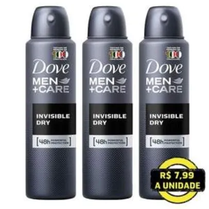 [Extra] Desodorante Antitranspirante Aerosol Dove Men+Care Invisible Dry 89g - 3 Unidades por R$ 23