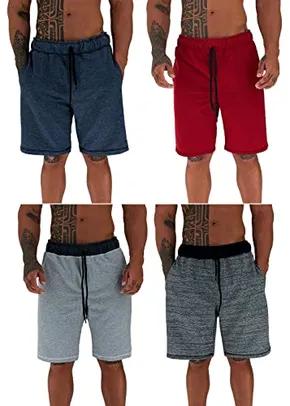 Kit 4 Bermudas Masculinas MXD Conceito Cores Discretas Básicas Casuais e Para Treinos Musculação Academia