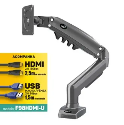 Suporte Multi Articulado de Mesa Preto F98HDMI-U | ELG Store