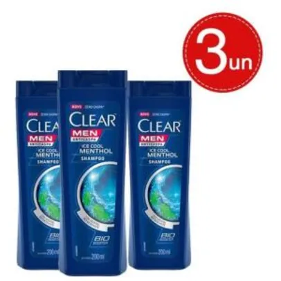 Kit Shampoo Clear Anticaspa Ice Cool Menthol 200ml - 3 Unidades