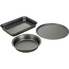 (AME R$27) (SUPER CAÇADOR AME R$19) Conjunto de Assadeiras 3 Peças Milano Em Aço Carbono - Basic+