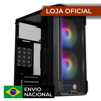 (Enviado do Brasil) Gabinete Gamer TGT Jester, Mid-Tower, Lateral de Vidro, Com 2 Fans, Preto, TGT-JSR-BKGF01