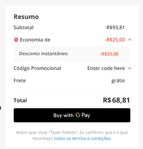 Imagem na descrição da promoção