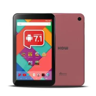 30% de volta - Tablet How 7" Quadcore 16gb Rosa Max Ht705 | R$ 199
