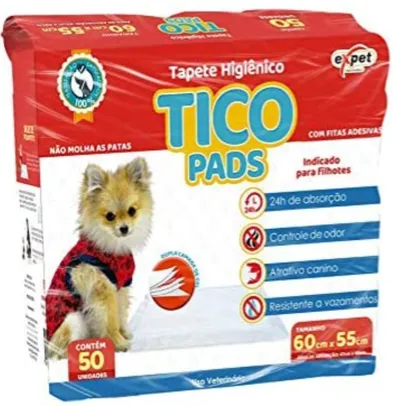 (Prime + Recorrência) Tapete Higiênico Tico Pads, 50 Unidades | R$71