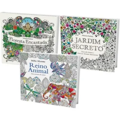 Kit Livros de Colorir: Jardim Secreto + Floresta Encantada + Reino Animal - R$ 18
