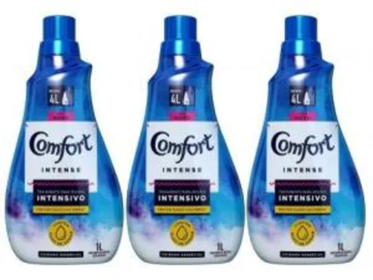 Amaciante de Roupa Comfort Intense Original - Concentrado 3 Unidades de 1L Cada | R$36