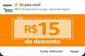 (Usuários selecionados) 15,00 off nas compras acima de 30,00