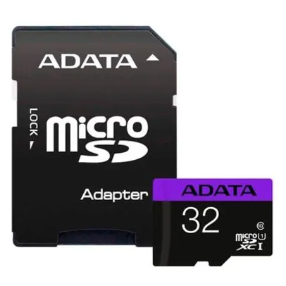 Cartão de Memória Adata 32GB Classe 10 com Adaptador - AUSDH32GUICL10A1-RA1 R$29