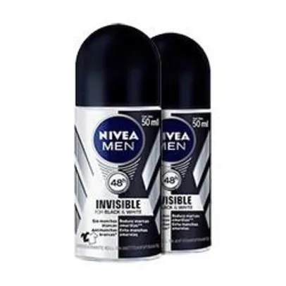 [NETFARMA] Kit: 2 Desodorantes Nivea For Men Invisible Black e White Power Roll On - R$10