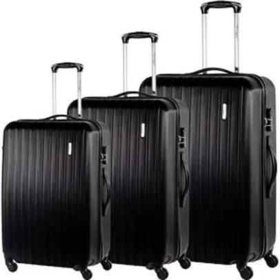 [20% de AME] Conjunto de malas P,M e G em ABS com 4 rodas, cadeado embutido, com alça regulável - Travel Max | R$460