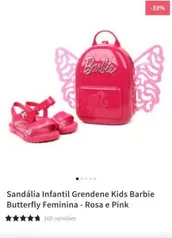 Sandália Infantil Grendene Kids Barbie Butterfly Feminina - Rosa e Pink | R$60