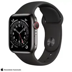 Apple Watch Series 6 Grafite com Pulseira Esportiva Preta, 40mm, 4G e 32GB