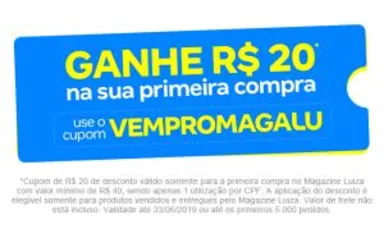 Desconto de R $20 OFF para primeira compra no site.