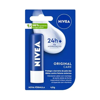 [REC/+POR-R$9,21] NIVEA Hidratante Labial Original Care - Com Manteiga de Karité & Pantenol, hidrata por 12 horas oferecendo proteção e cuidados