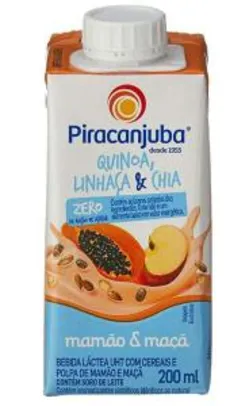 (na compra de 5 unid) Bebida Láctea Quinoa Linhaça E Chia Sabor Mamão E Maçã Zero Açúcar Piracanjuba 200Ml