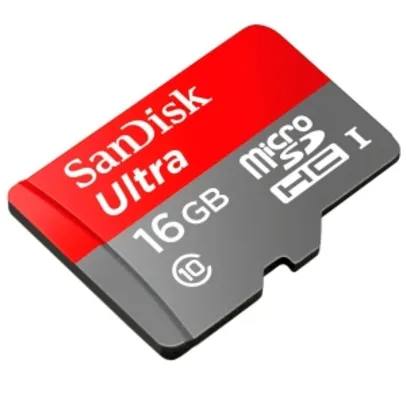 Cartão de Memória SanDisk Ultra microSDHC UHS-I com Adaptador 16GB Class 10 SDSQUNC-016G-GN6MA