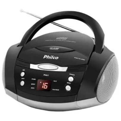 Som Portátil Philco Ph61 com CD Player Rádio FM MP3 AUX IN - Cinza/Preto R$ 220