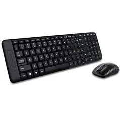 Combo Teclado e Mouse sem fio Logitech MK220 com Design Compacto, Conexão USB, Pilhas Inclusas e Layout ABNT2 Preto