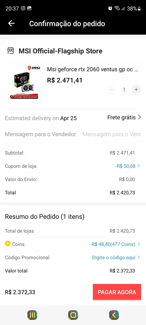 Imagem na descrição da promoção