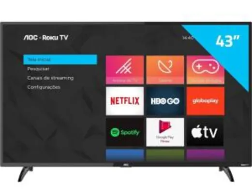 ( AME - R$ 1.233,54 ) Smart TV AOC "43" FHD