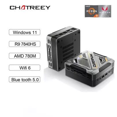 Mini Gaming PC Chatreey AN3, Ryzen 7 7840HS (Zen 4 RDNA3), DDR5, 5600MHz, Wifi6