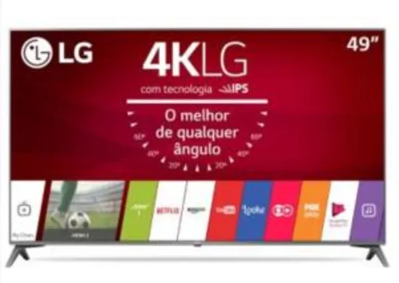 Smart TV LED 49" LG Ultra HD 4K Sistema WebOS 3.5 Magic Mobile Connection Wi-Fi Painel IPS HDR Local Dimming 4 HDMI 2 USB 49UJ6565 - R$2067