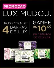 [SABONETELUX] 4 sabonetes LUX = R$10 de crédito no celular