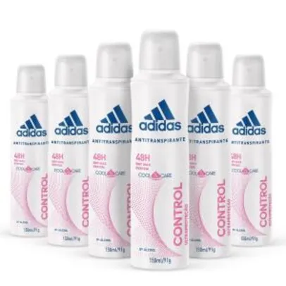 [6 un.] Kit Desodorante Aerossol Adidas Feminino Cool & Care Control - 150mL | R$45