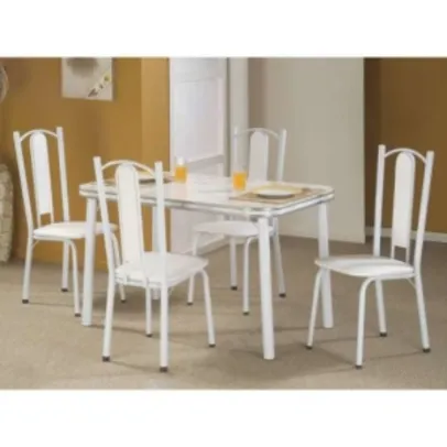 Conjunto de Mesa Bianca com 4 Cadeiras Branco e cinza por R$ 198