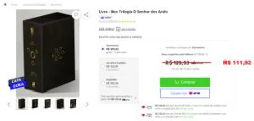 [AME R$ 112 ] Livro - Box Trilogia O Senhor dos Anéis R$ 112