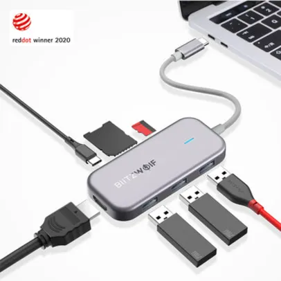 Adaptador USB-c BlitzWolf® BW-TH5 7 in 1 USB-C | Data Hub - R$146