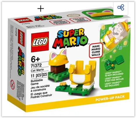 LEGO Mario Bros Pacote Power Up Mario Gato 71372 - 11 Peças | R$ 44