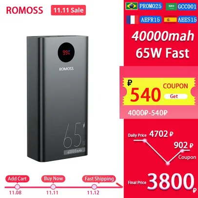 Power Bank 40000mah 65w Romoss