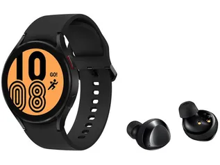 Smartwatch Samsung Galaxy Watch4 BT Preto - 44mm + Fone de Ouvido Bluetooth Galaxy Buds+