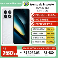 [BRASIL] Celular Xiaomi POCO F6 PRO Câmera 50MP, Processador Qualcomm SM8550-AB Snapdragon 8 Gen 2 (4 nm), Bateria 5000mAh 