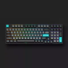 Teclado Mecânico Full Size Sem Fio/USB-C AKKO Preto com Ciano/Switch Amarelo