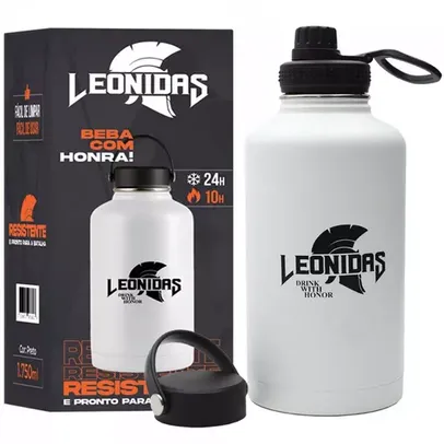 Garrafa Térmica Leonidas, 1.750ml, Quente ou Frio, Metal, Branco