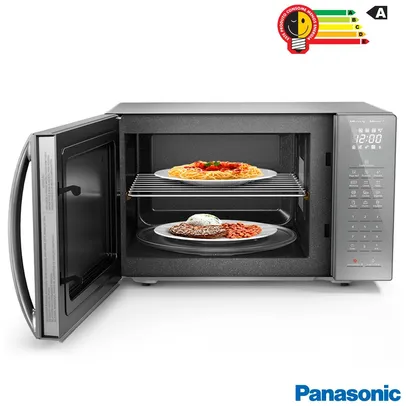 Micro-ondas de Mesa Panasonic com 34 Litros de Capacidade Inox - NN-ST67LSRUN