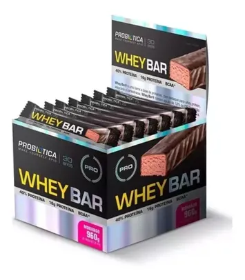 Barra de Proteína Whey Bar Sabor Morango - 960g / 24 uni