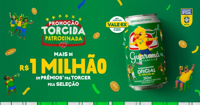 Promoção Torcida Patrocinada. Mais de 1 milhão em prêmios pra torcer pela Seleção.