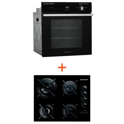 Combo Cooktop 4 bocas Brastemp + Forno de embutir a gás Brastemp (BDT62AE + BOA84AE) 